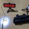 Timing gate with LED screen and laser pointer